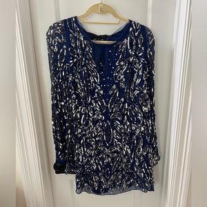 Navy and silver sequin dress